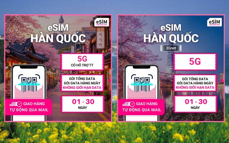 eSIM du lịch Hàn Quốc là loại SIM data dùng mạng qua mã QR, không dùng nghe gọi